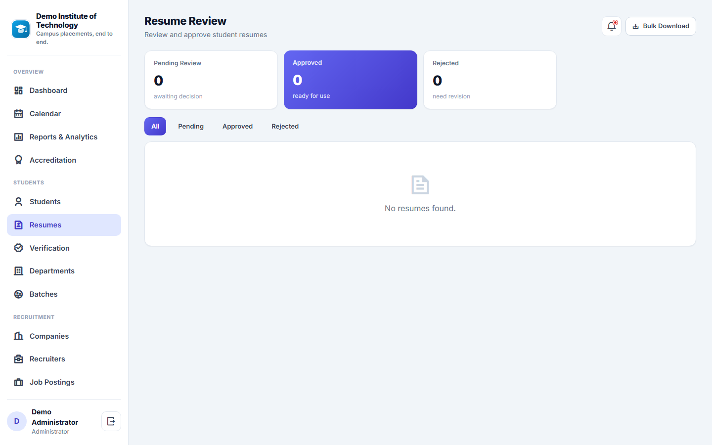 Campus Placement Management Software screenshot