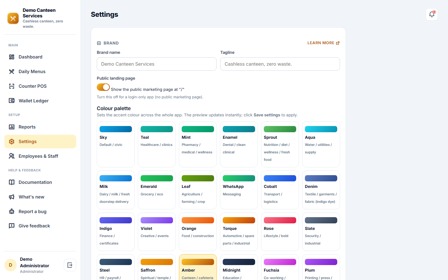 Canteen Management, Cashless Wallet and Pre-Order Software screenshot