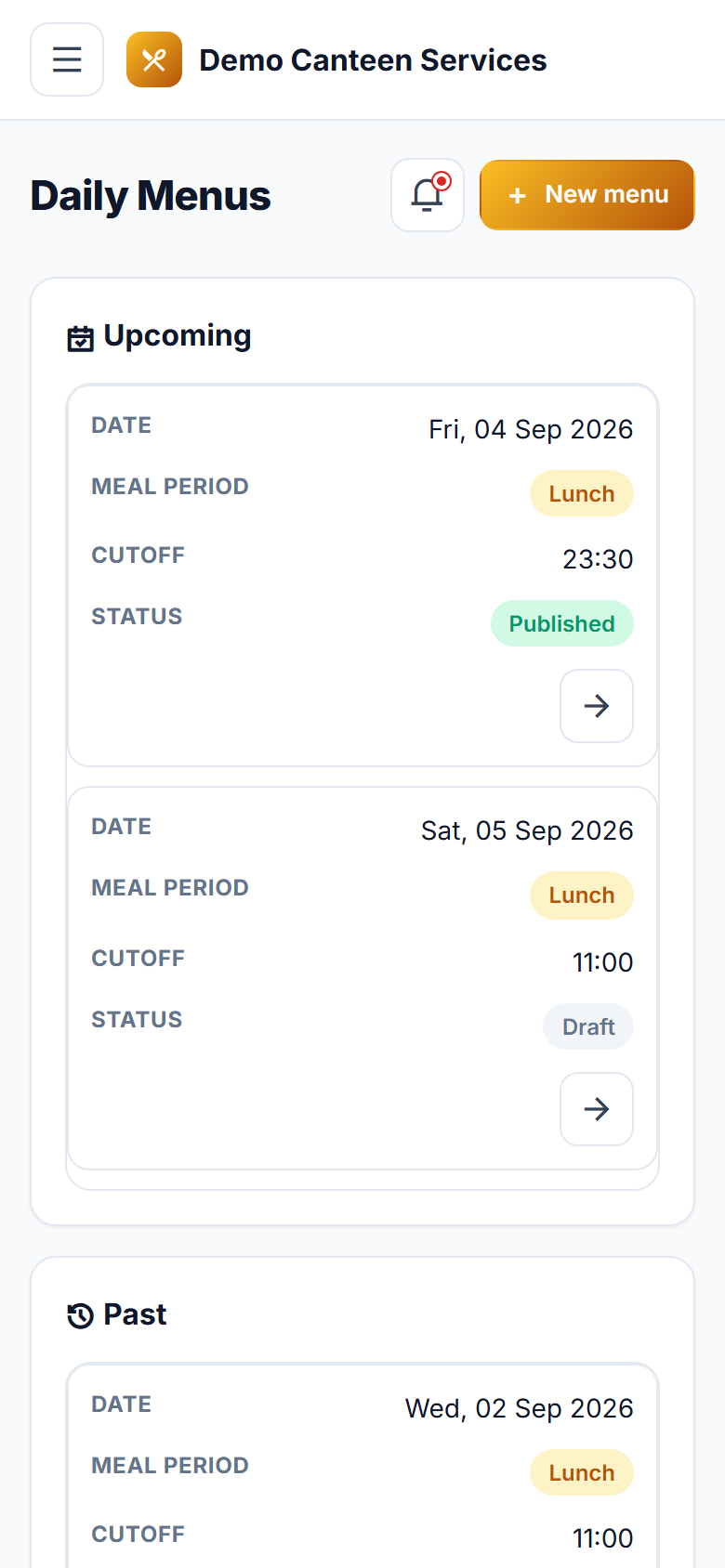 Canteen Management, Cashless Wallet and Pre-Order Software screenshot