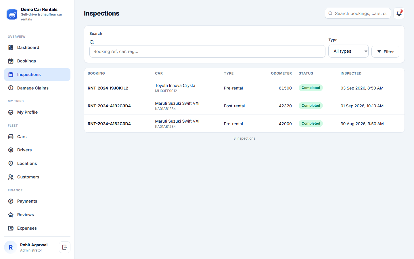 Car Rental Booking and Fleet Management Software screenshot