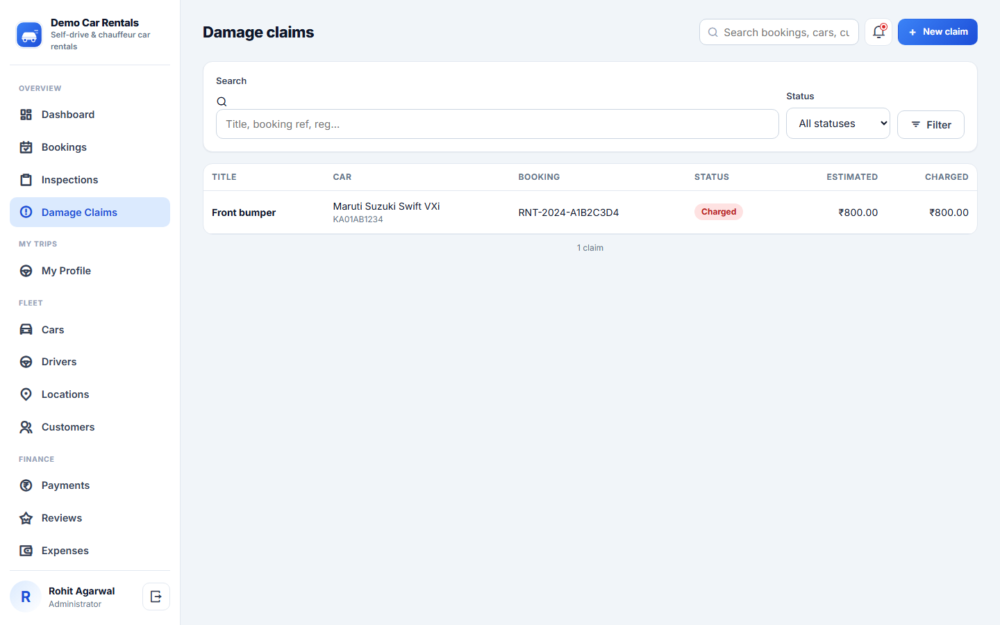 Car Rental Booking and Fleet Management Software screenshot