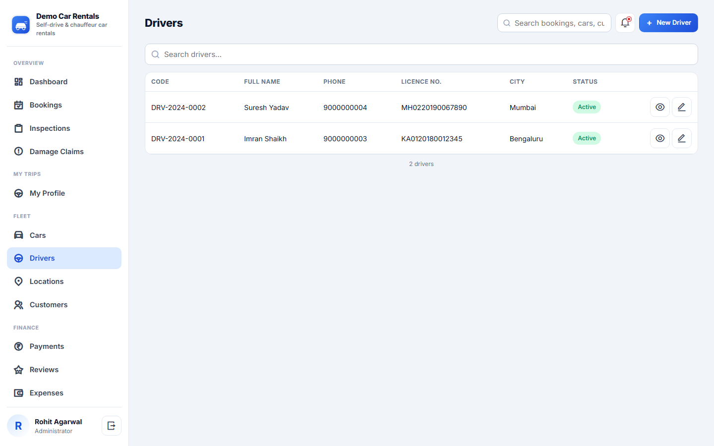 Car Rental Booking and Fleet Management Software screenshot