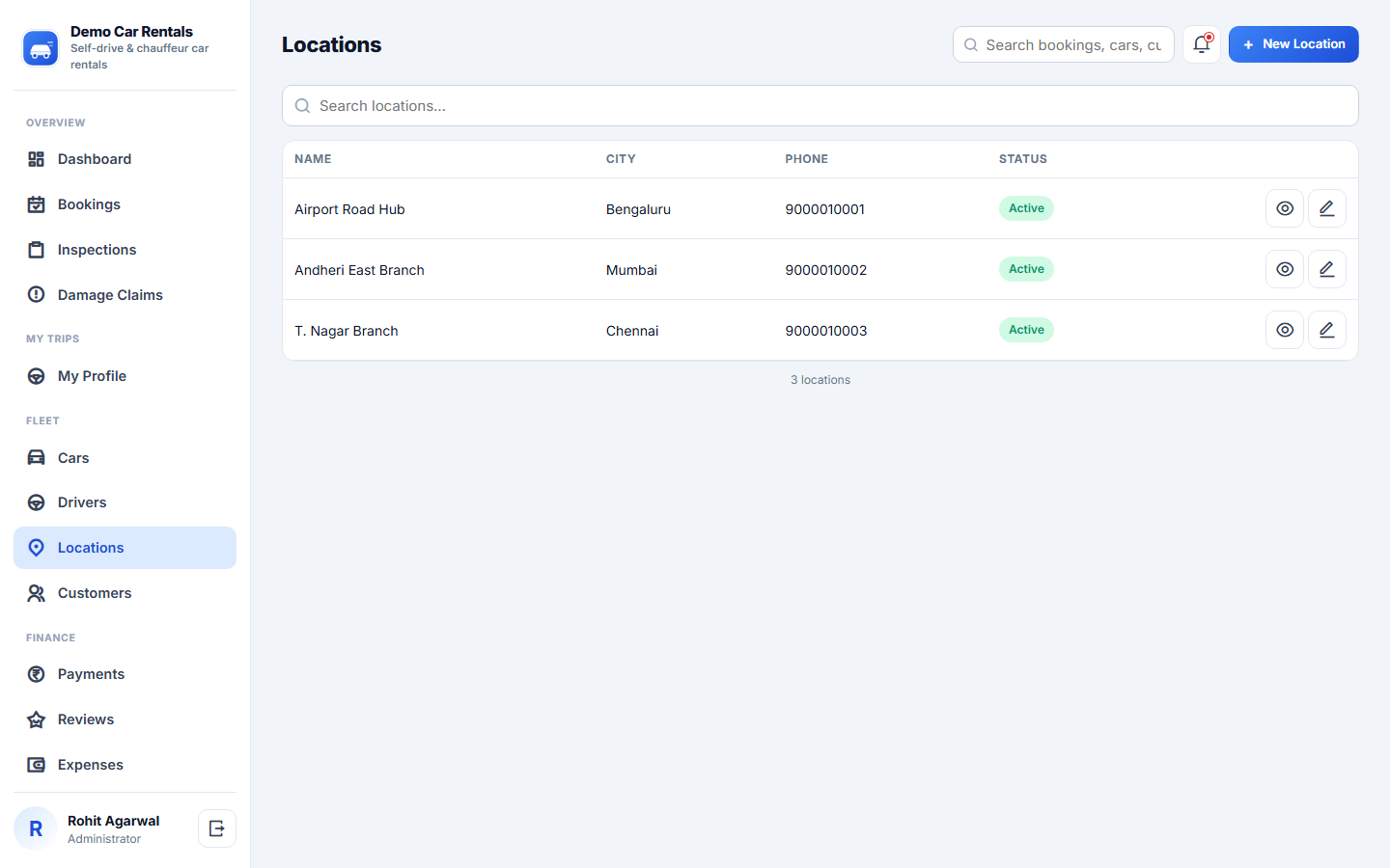 Car Rental Booking and Fleet Management Software screenshot