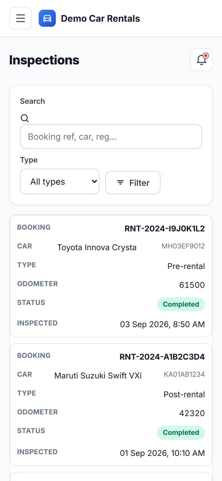 Car Rental Booking and Fleet Management Software screenshot