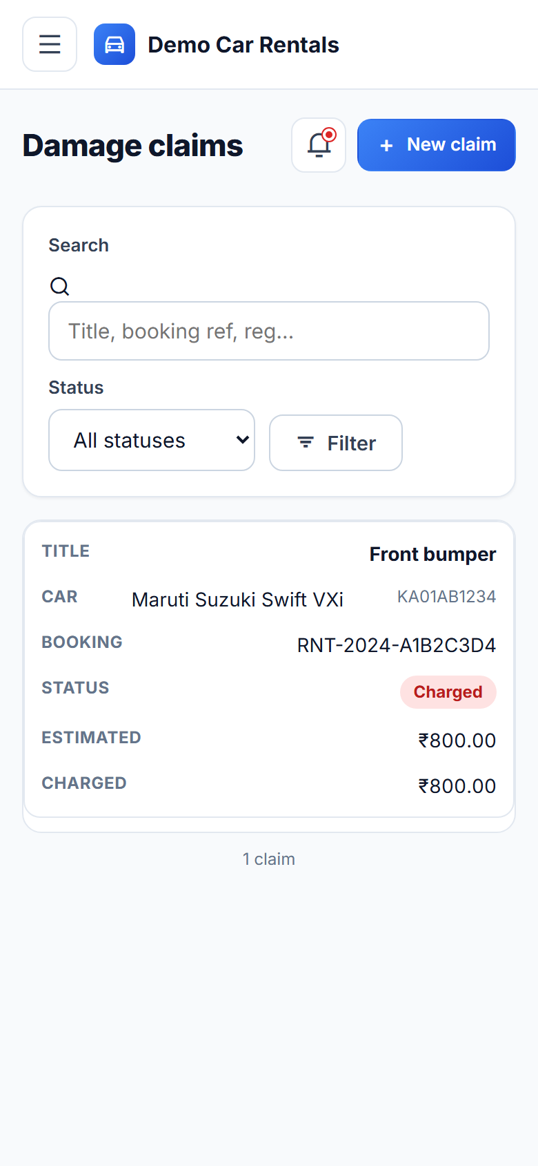 Car Rental Booking and Fleet Management Software screenshot