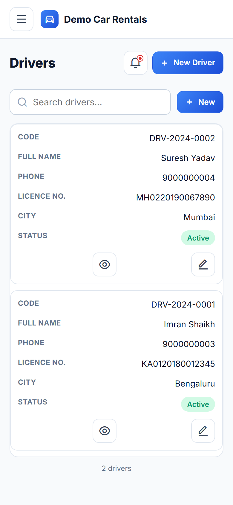 Car Rental Booking and Fleet Management Software screenshot