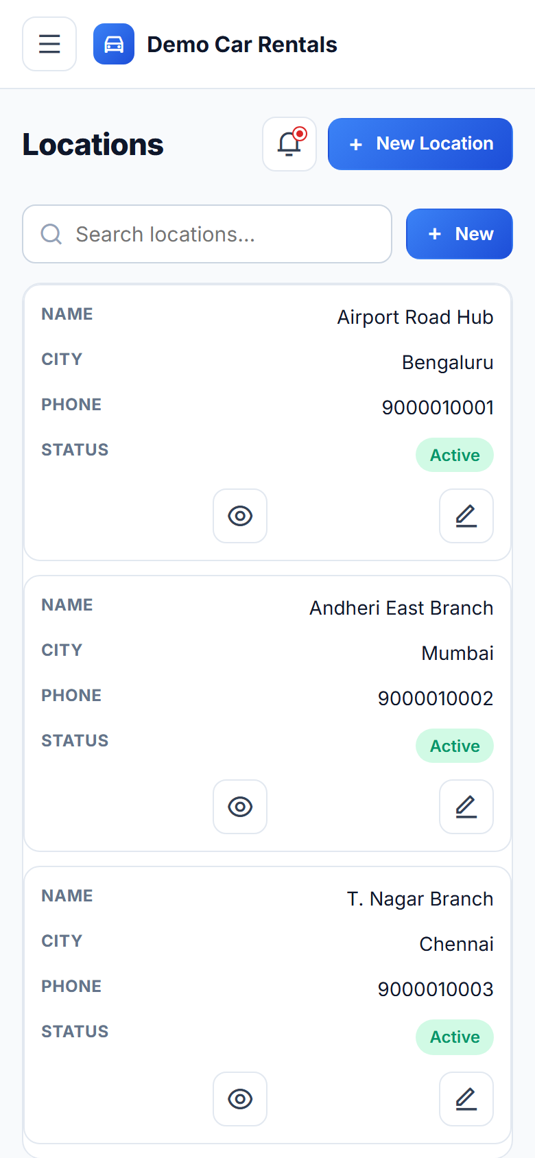 Car Rental Booking and Fleet Management Software screenshot