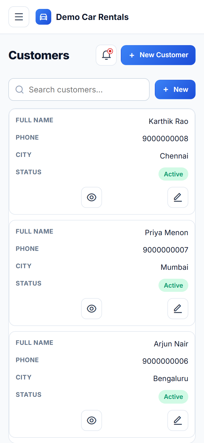 Car Rental Booking and Fleet Management Software screenshot