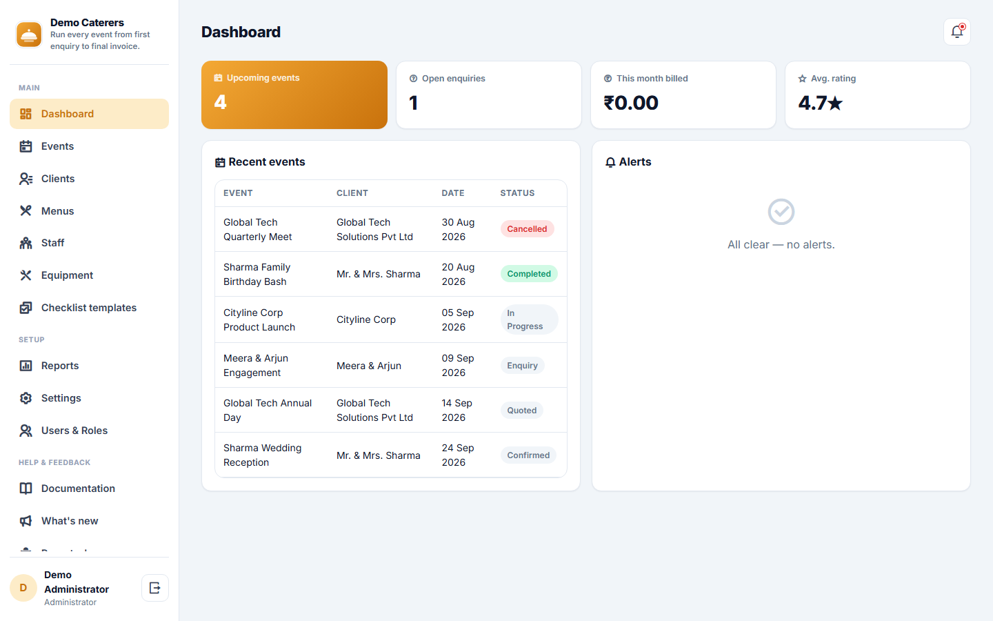 Catering Order & Event Management Software screenshot