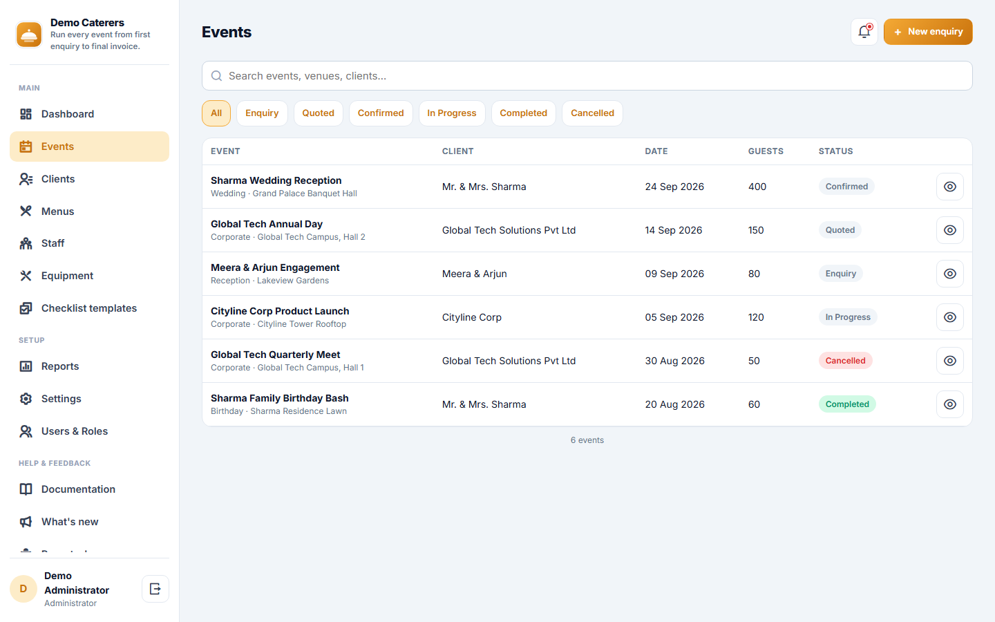 Catering Order & Event Management Software screenshot