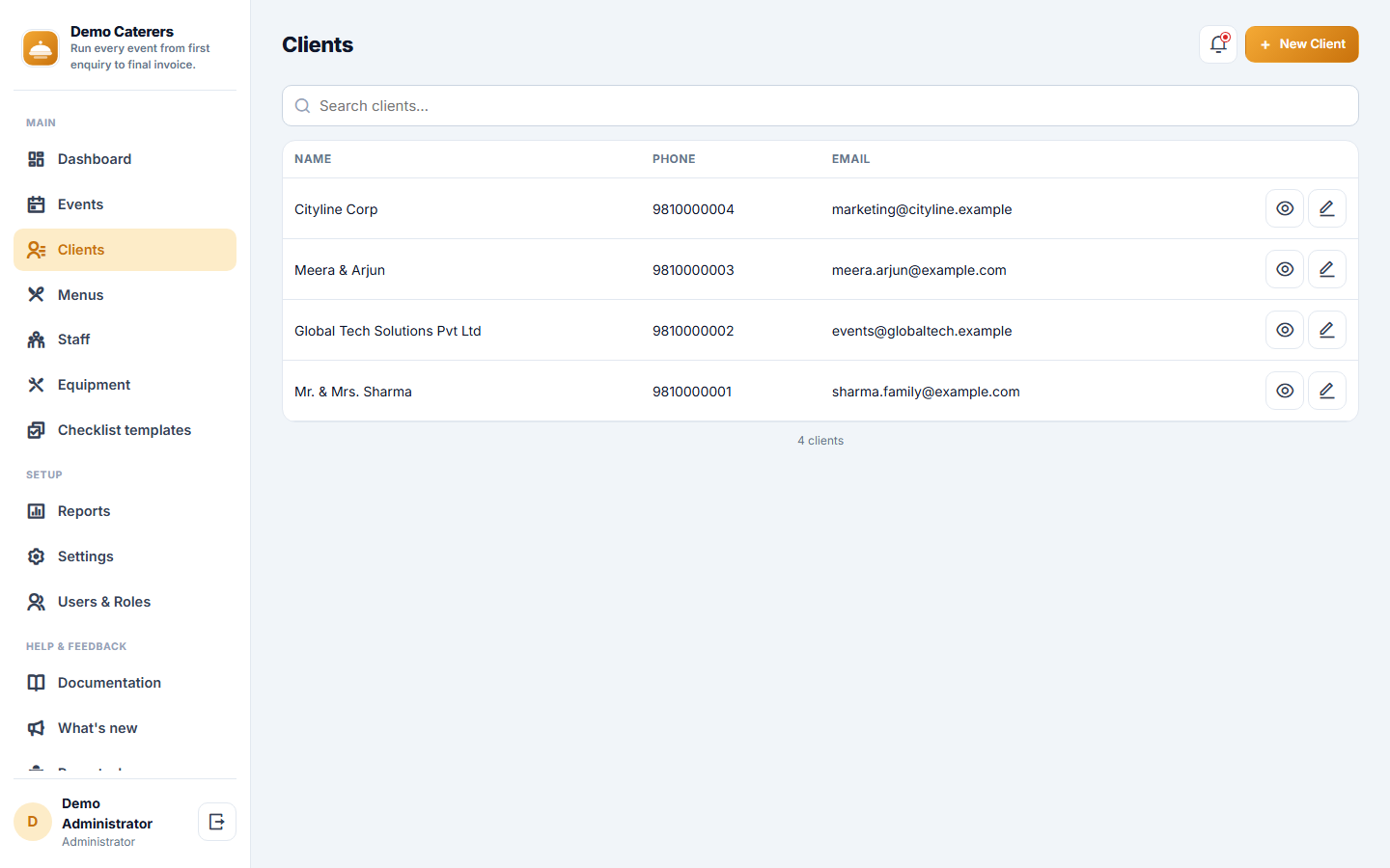 Catering Order & Event Management Software screenshot
