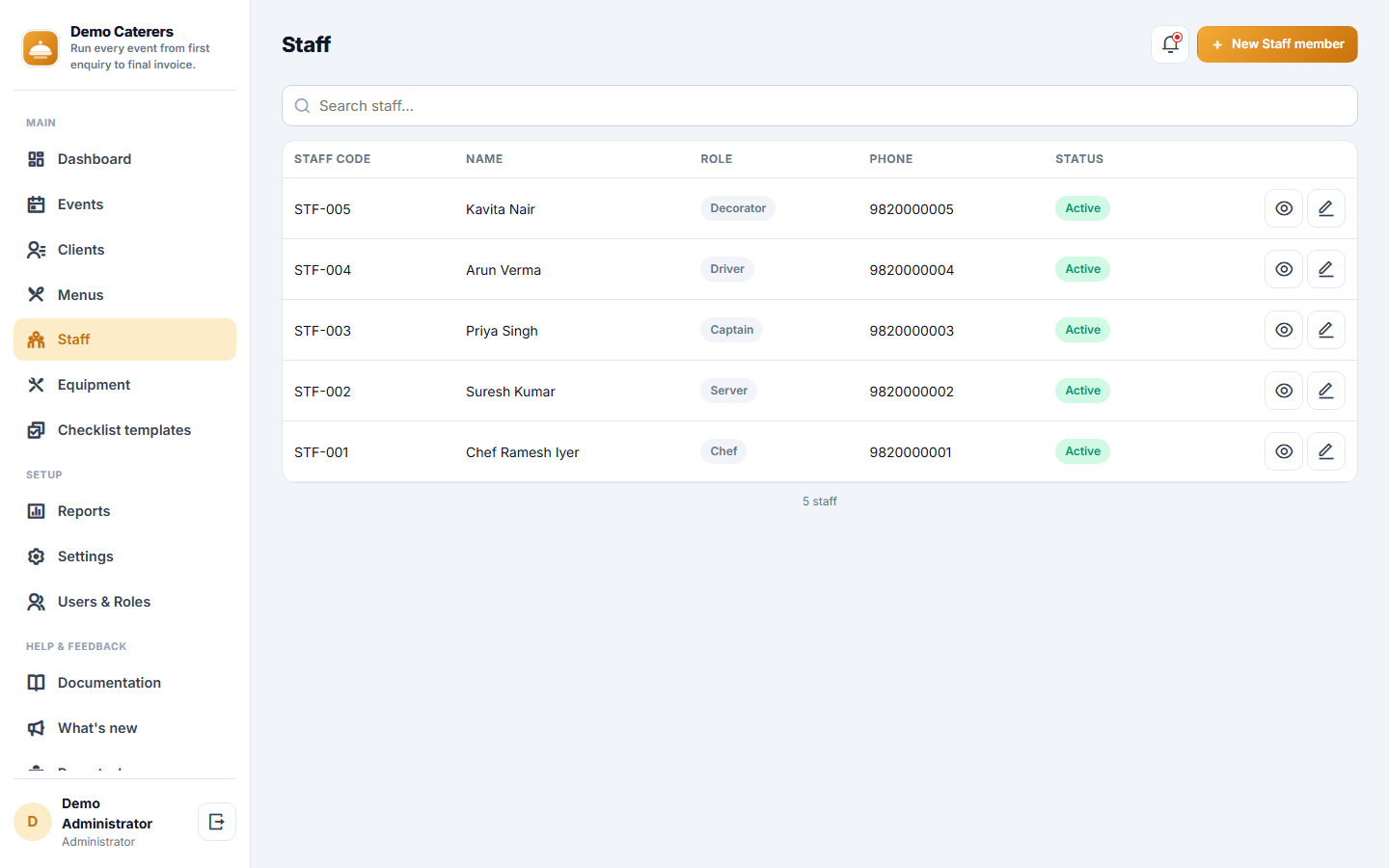 Catering Order & Event Management Software screenshot