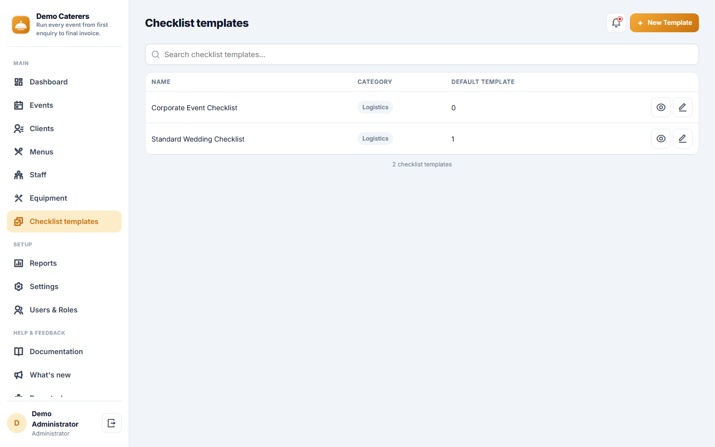 Catering Order & Event Management Software screenshot