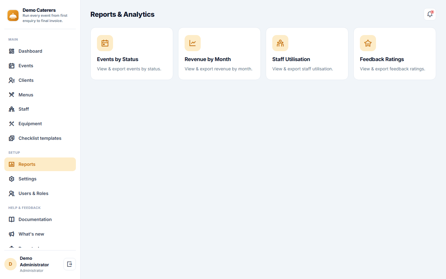 Catering Order & Event Management Software screenshot