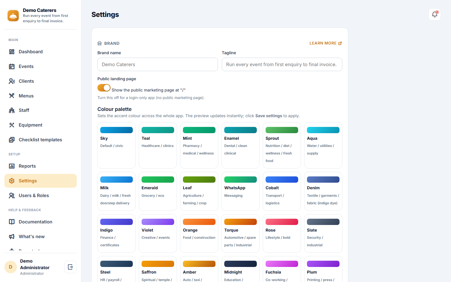 Catering Order & Event Management Software screenshot