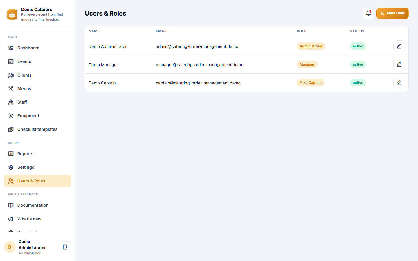 Catering Order & Event Management Software screenshot