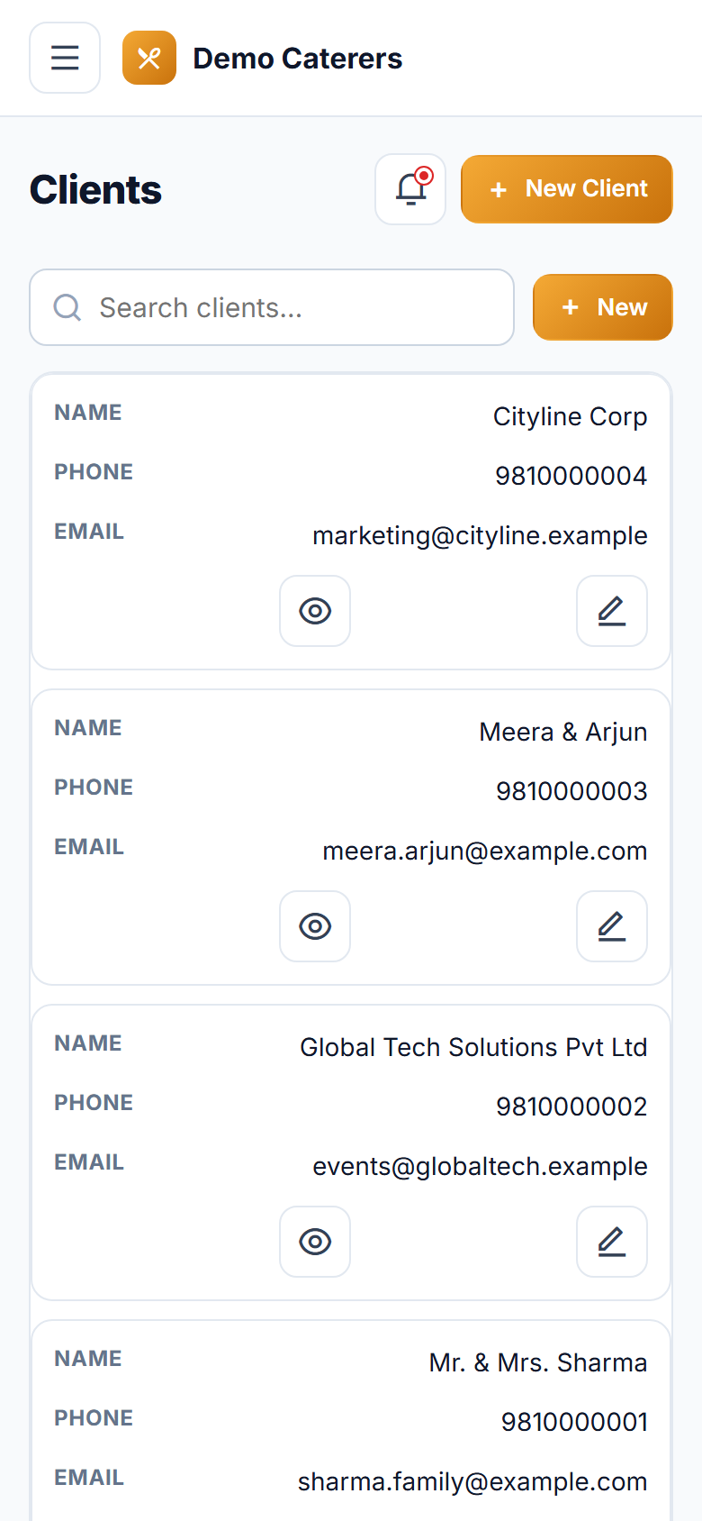 Catering Order & Event Management Software screenshot
