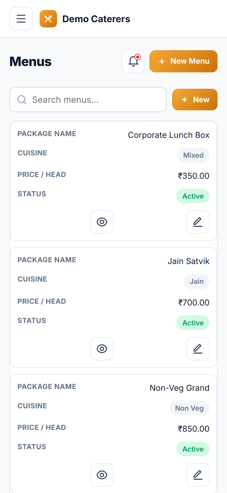 Catering Order & Event Management Software screenshot