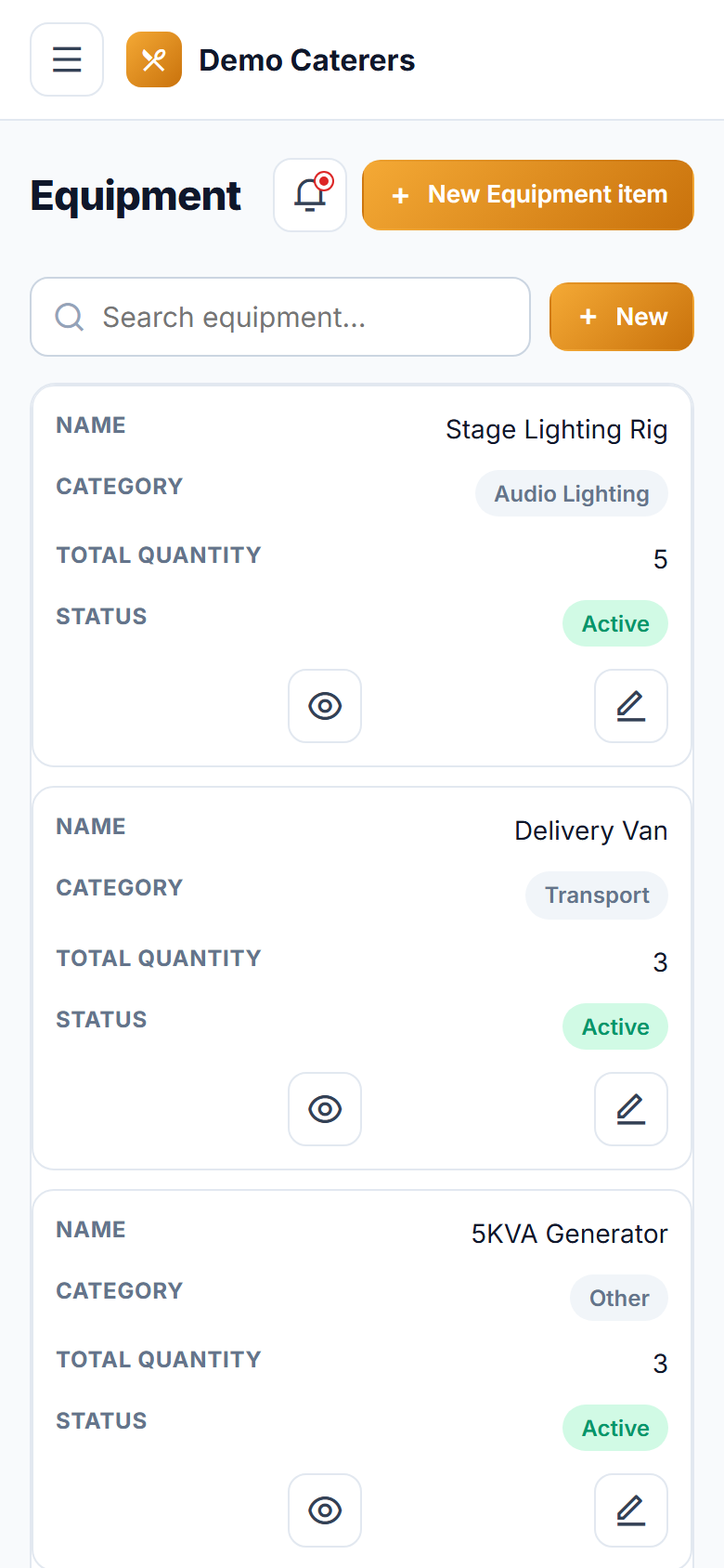 Catering Order & Event Management Software screenshot