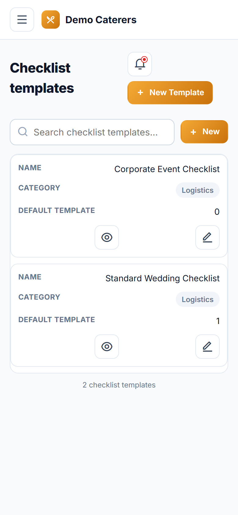 Catering Order & Event Management Software screenshot