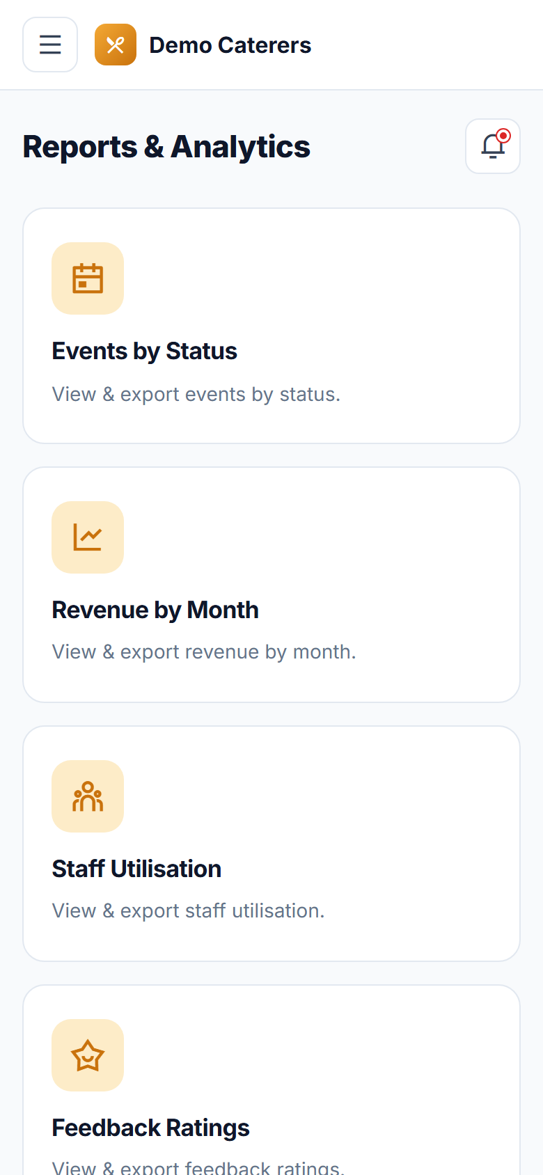 Catering Order & Event Management Software screenshot