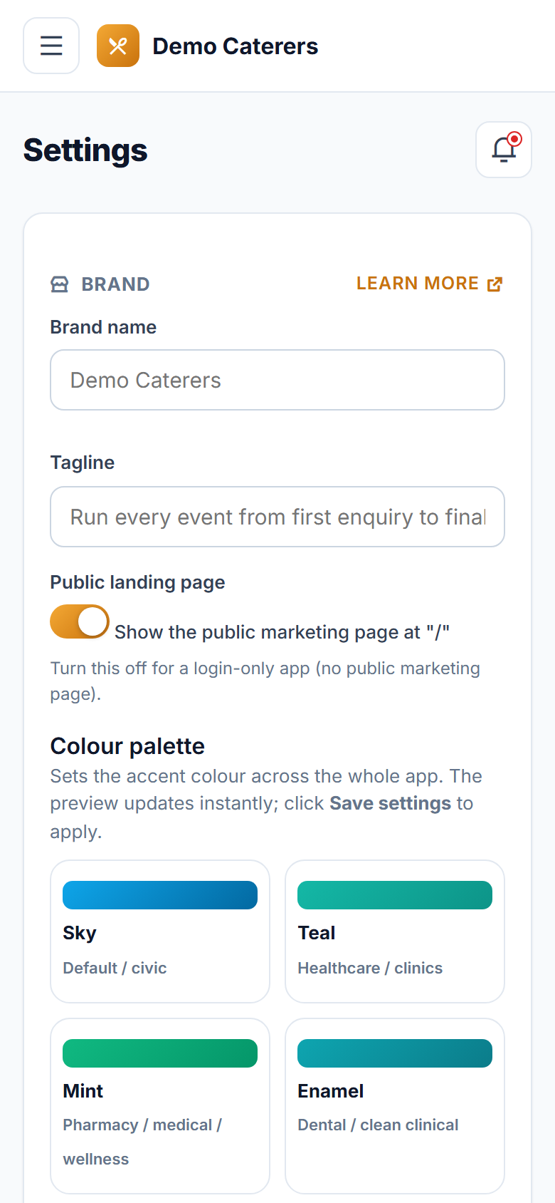 Catering Order & Event Management Software screenshot