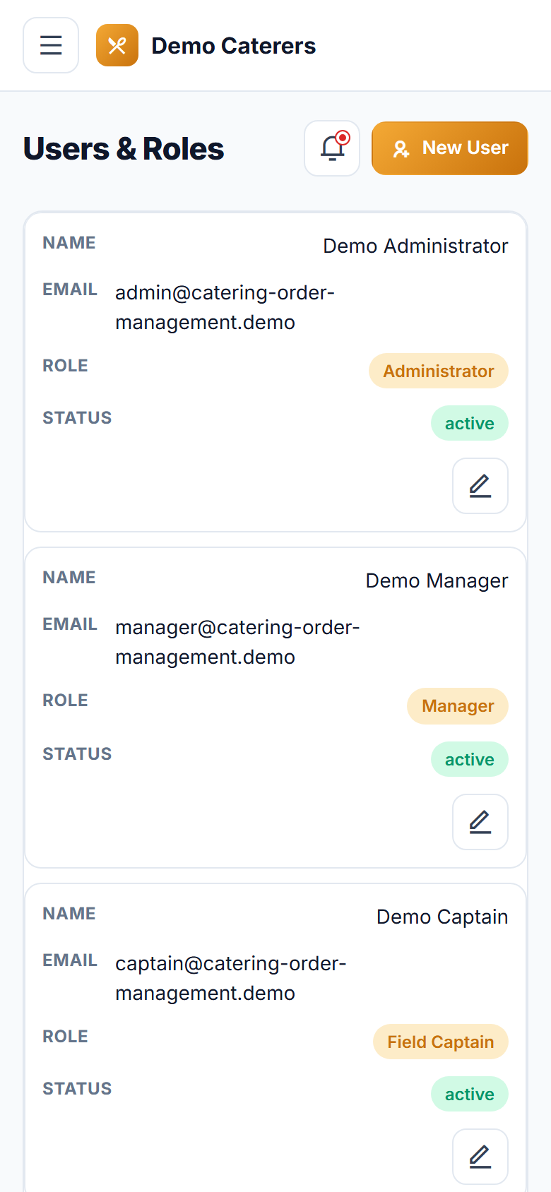 Catering Order & Event Management Software screenshot