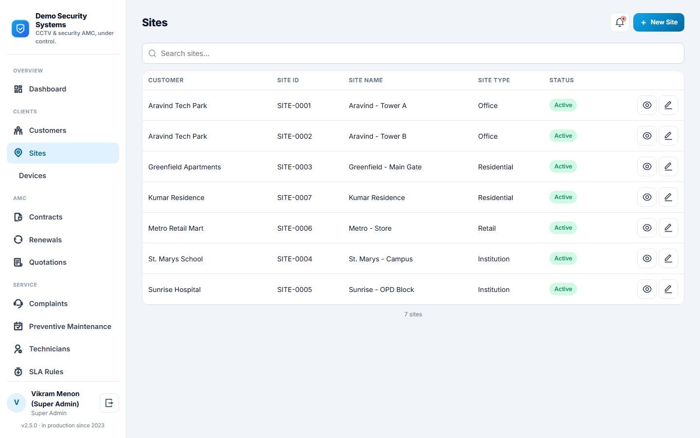 CCTV & Security AMC Management Software screenshot
