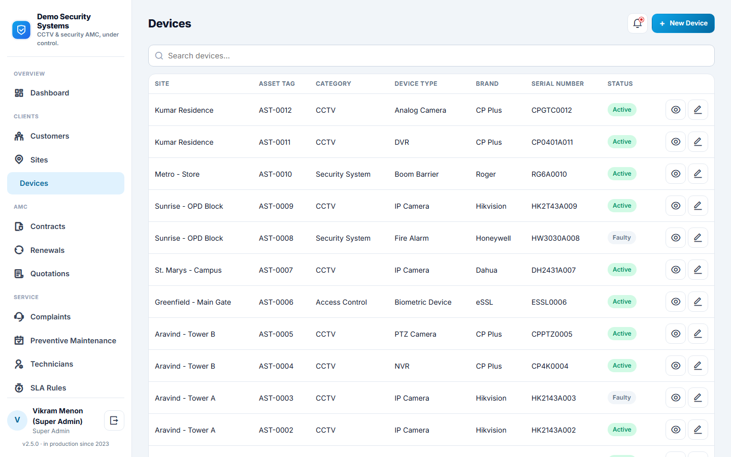 CCTV & Security AMC Management Software screenshot