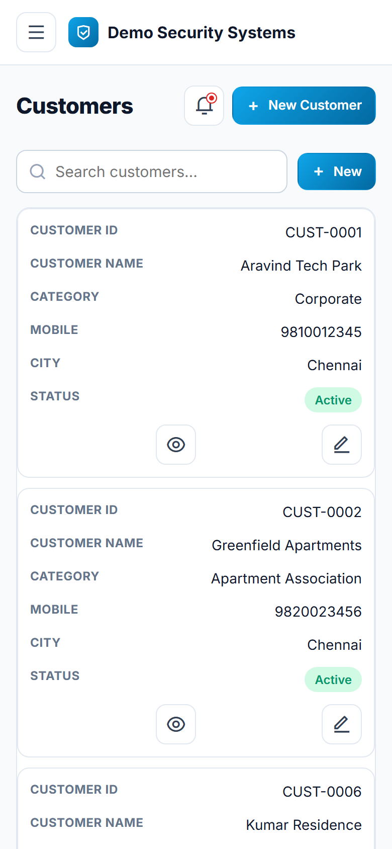 CCTV & Security AMC Management Software screenshot