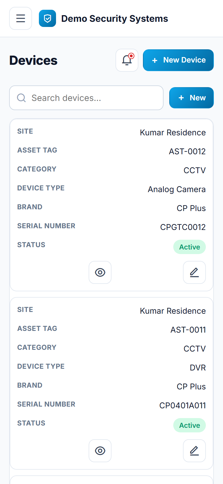 CCTV & Security AMC Management Software screenshot