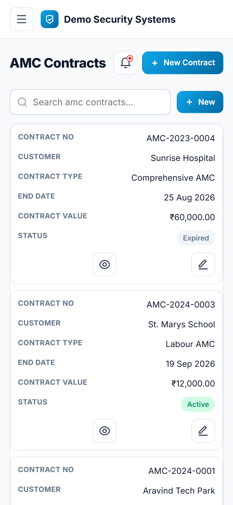 CCTV & Security AMC Management Software screenshot