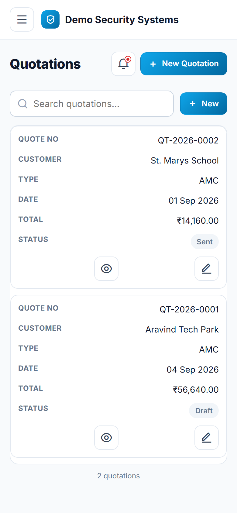 CCTV & Security AMC Management Software screenshot