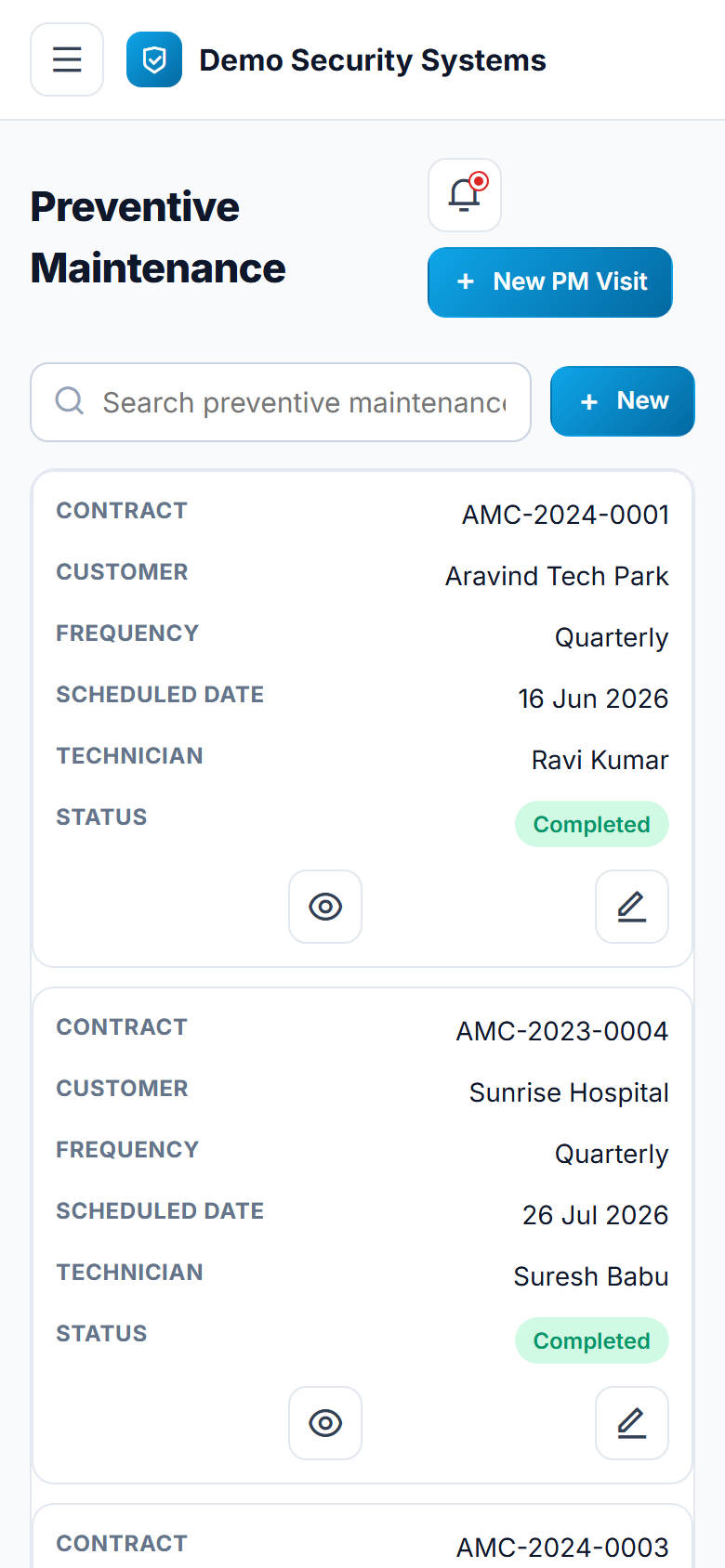 CCTV & Security AMC Management Software screenshot