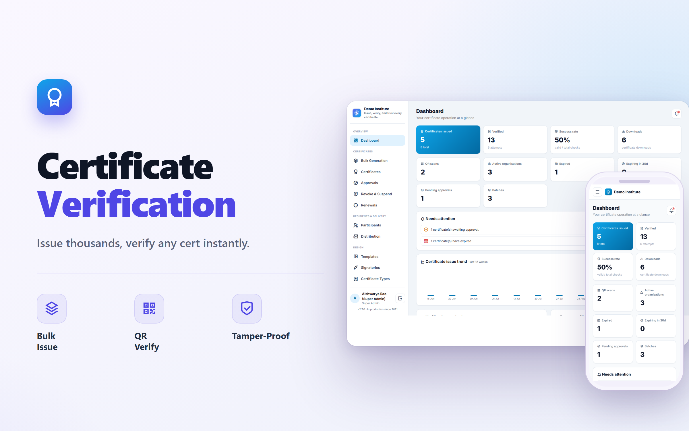 Certificate Generation & Verification Software