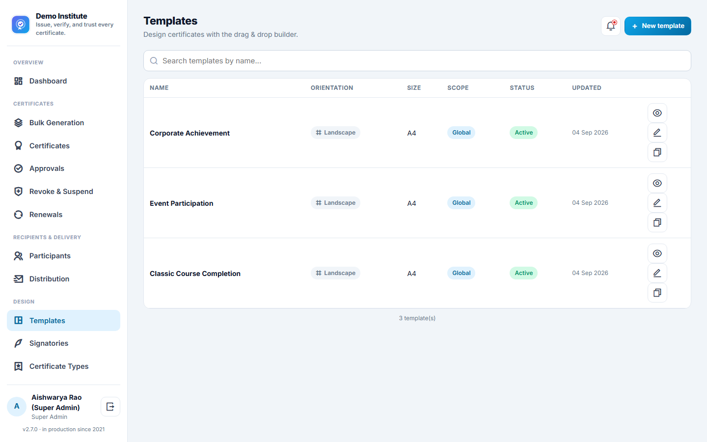 Certificate Generation & Verification Software screenshot