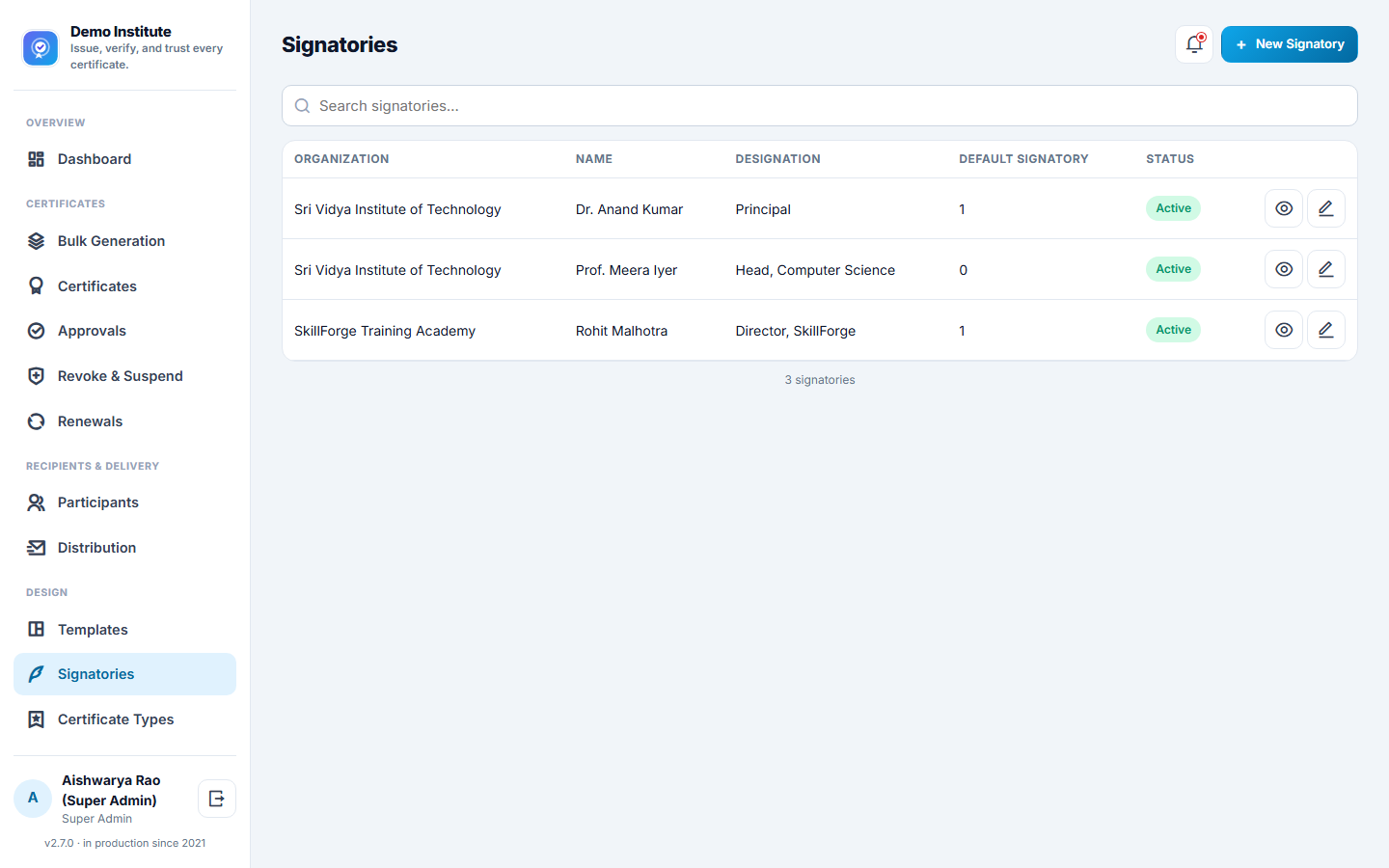 Certificate Generation & Verification Software screenshot