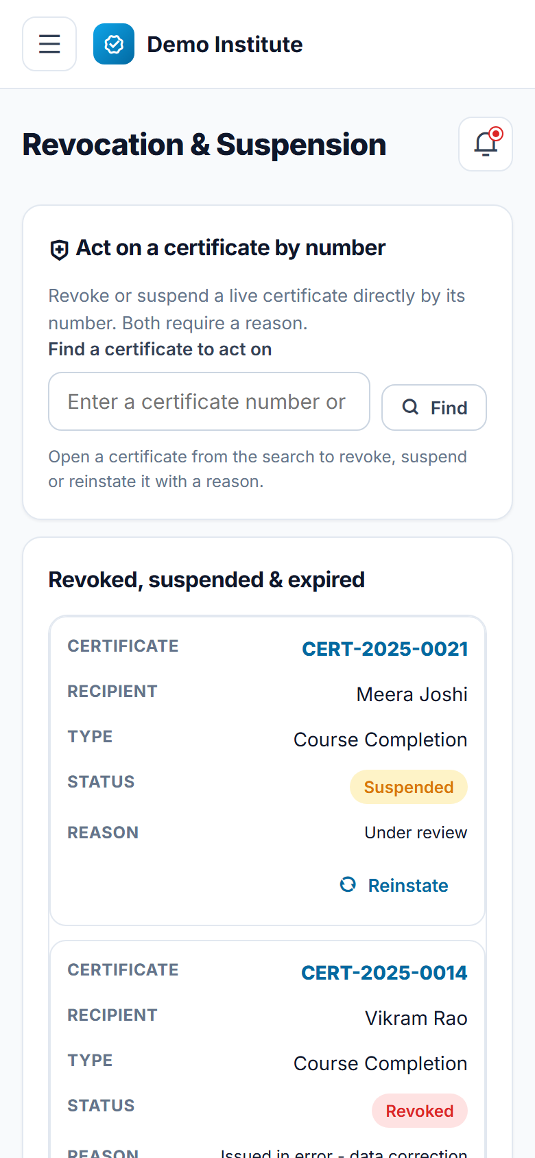 Certificate Generation & Verification Software screenshot