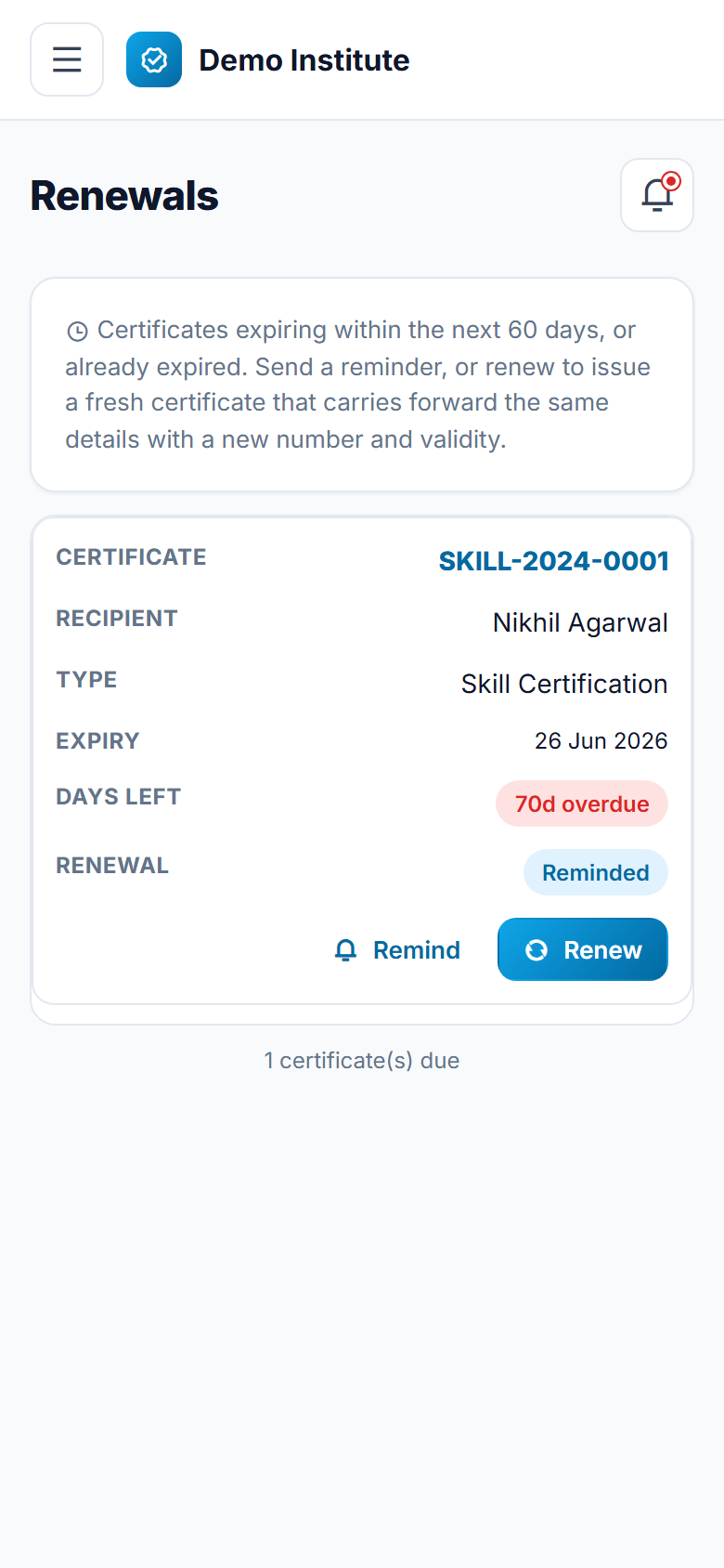 Certificate Generation & Verification Software screenshot