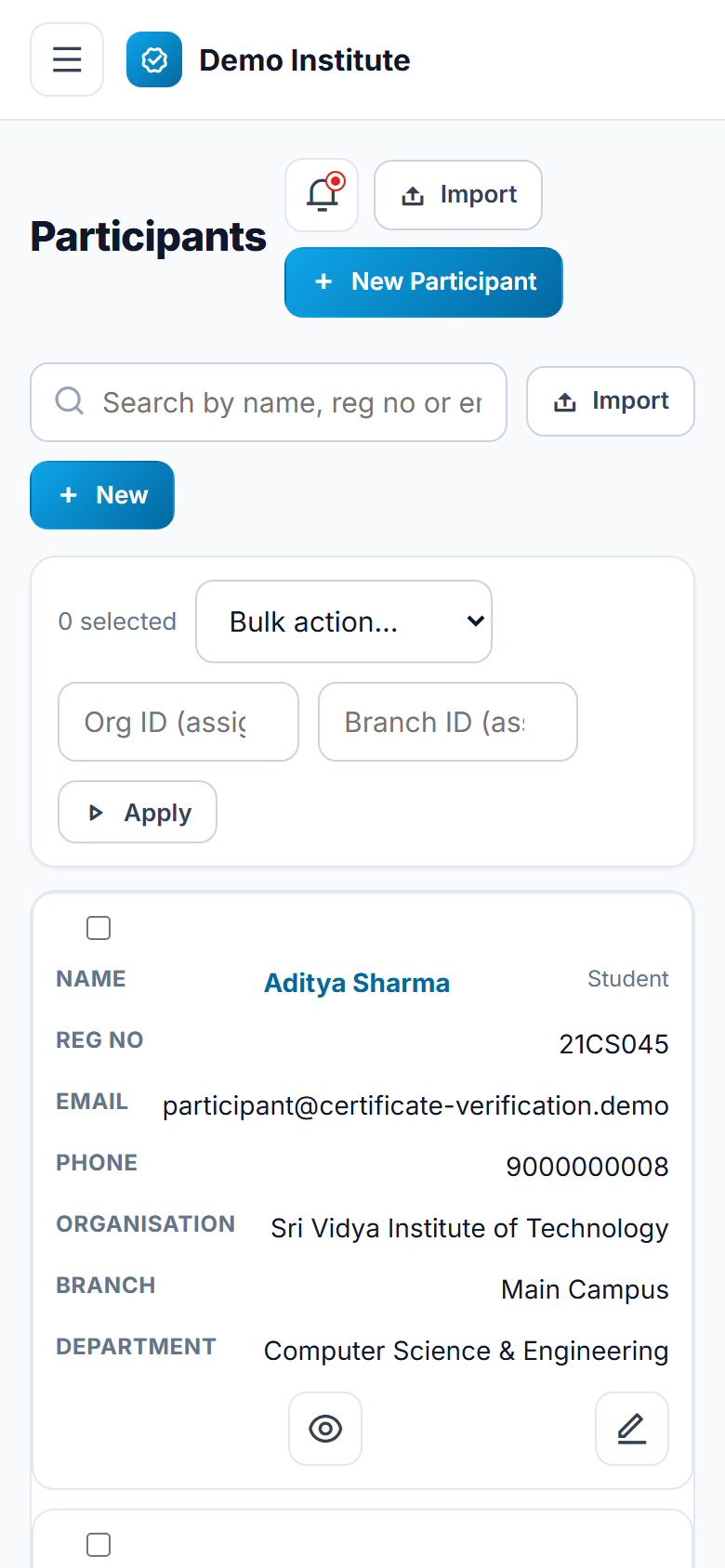Certificate Generation & Verification Software screenshot