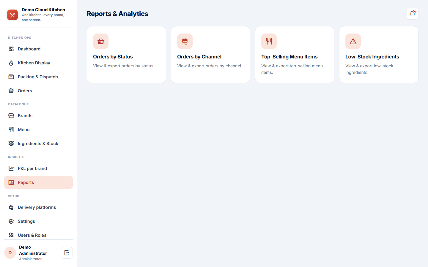 Cloud Kitchen & Multi-Brand Order Management Software screenshot