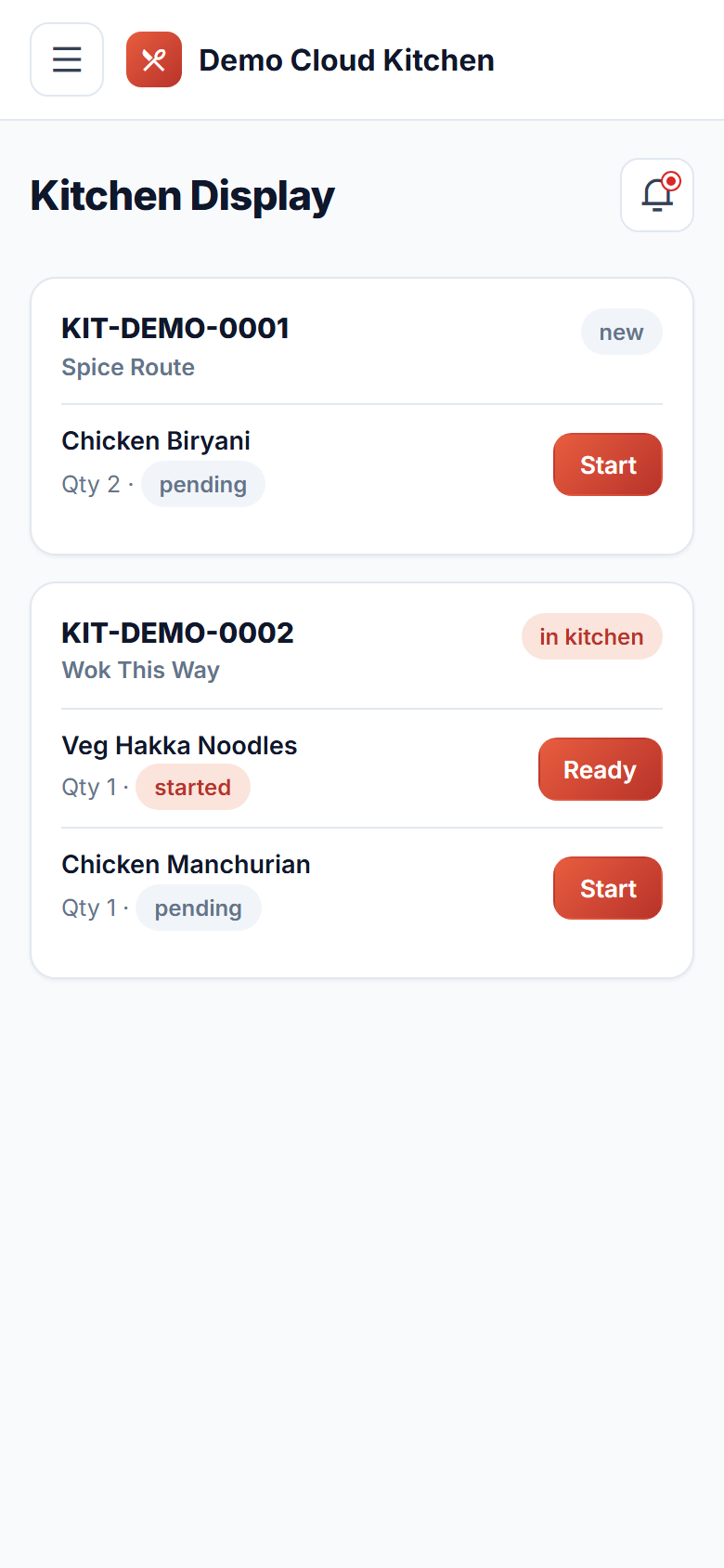 Cloud Kitchen & Multi-Brand Order Management Software screenshot