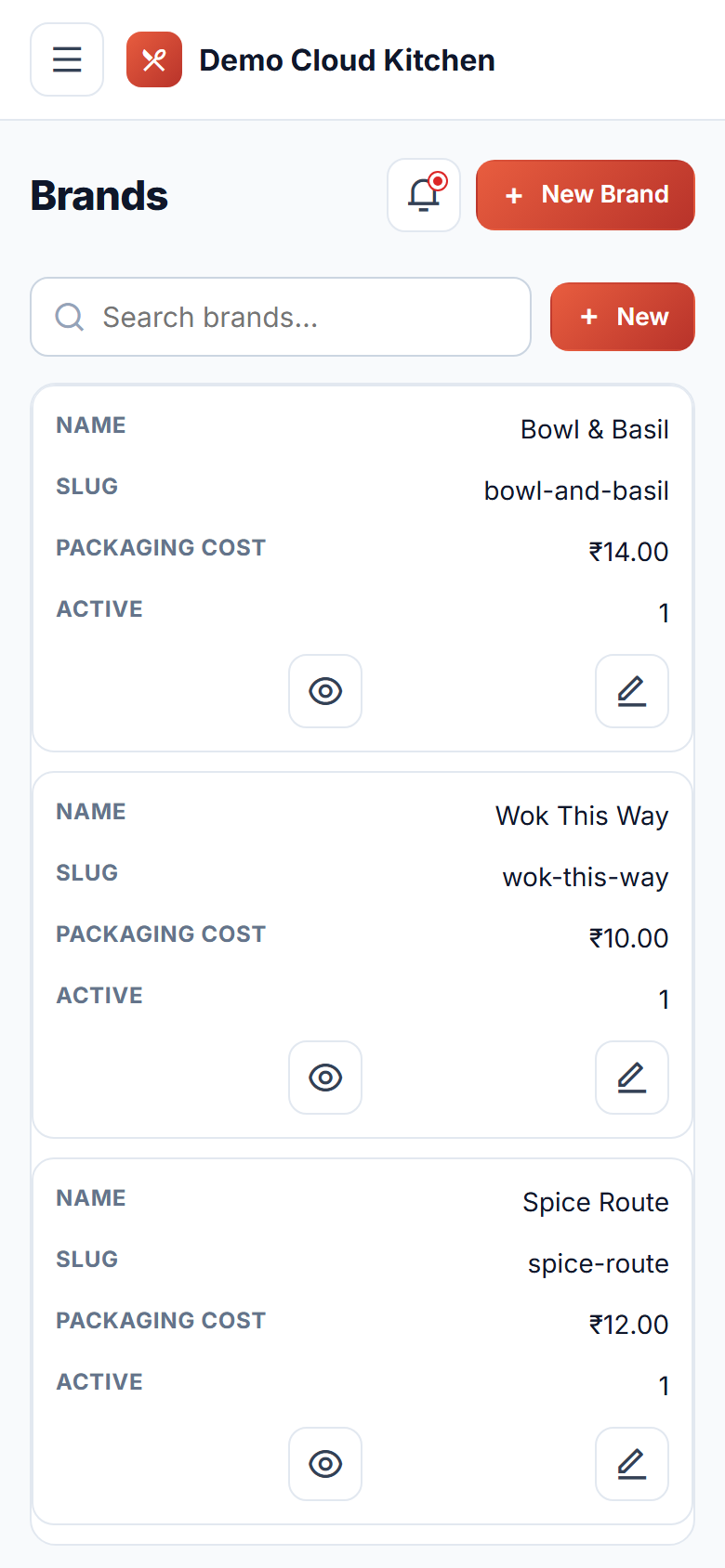 Cloud Kitchen & Multi-Brand Order Management Software screenshot