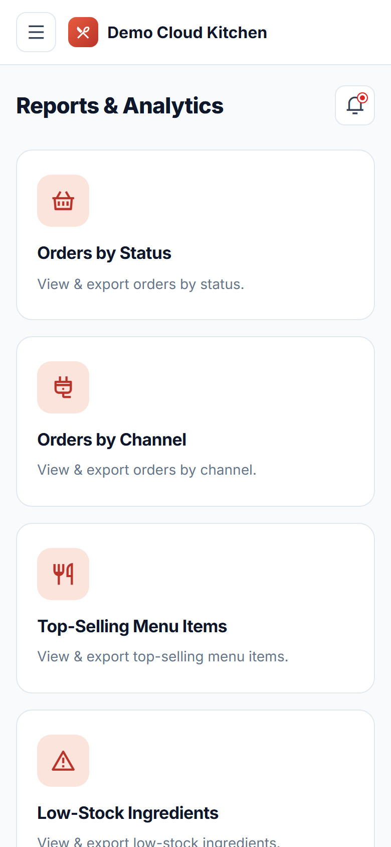 Cloud Kitchen & Multi-Brand Order Management Software screenshot