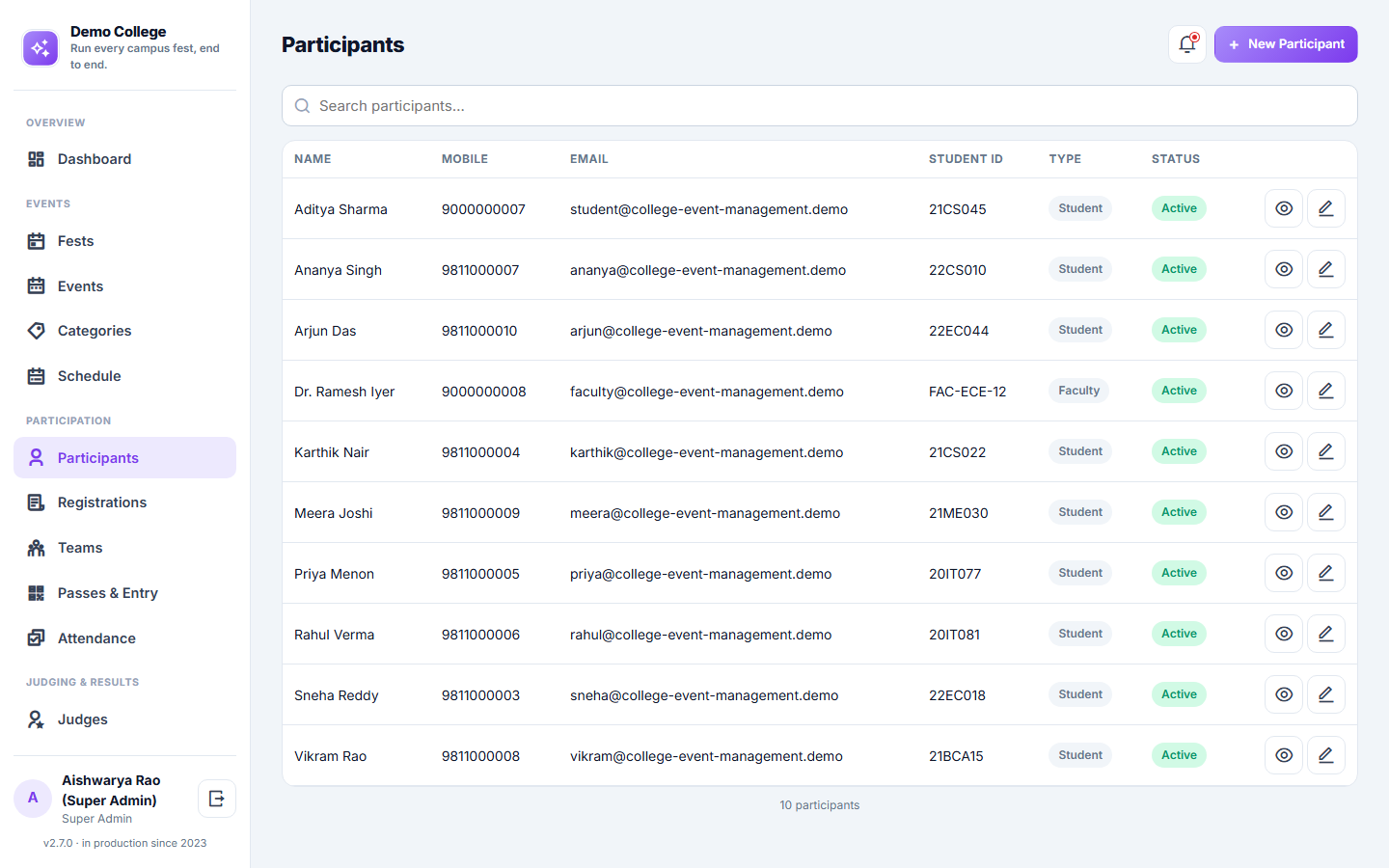College Event & Fest Management Software screenshot