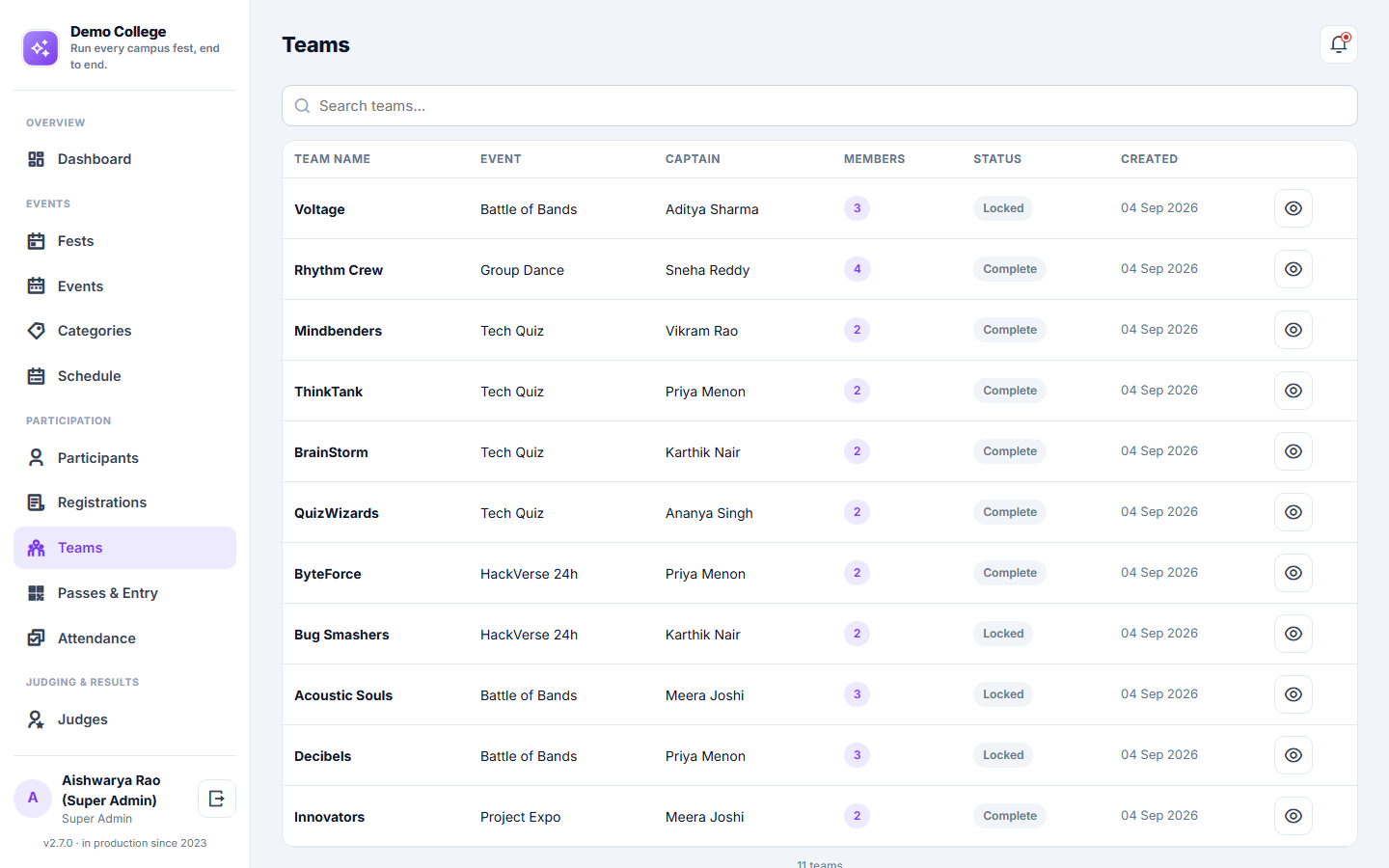 College Event & Fest Management Software screenshot