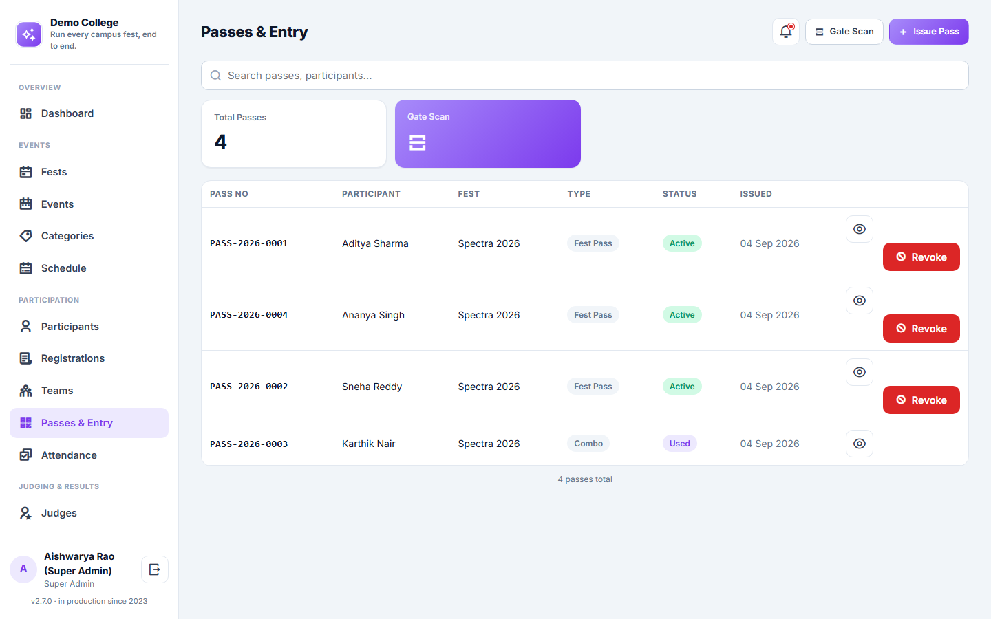 College Event & Fest Management Software screenshot