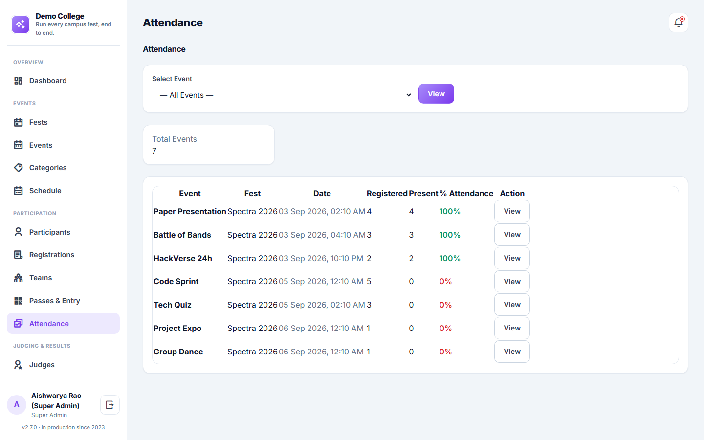 College Event & Fest Management Software screenshot