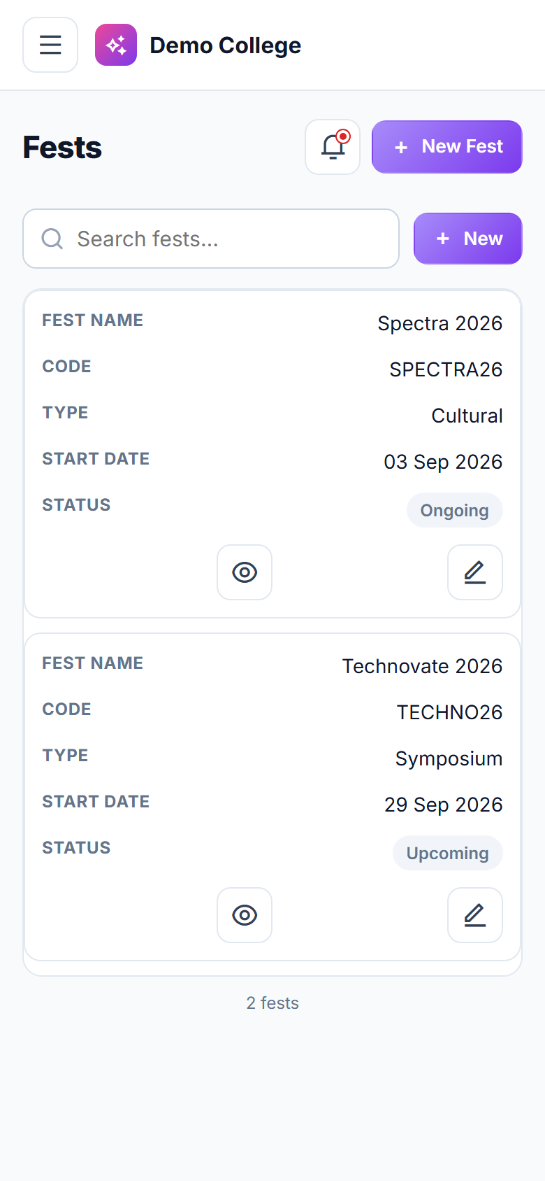 College Event & Fest Management Software screenshot