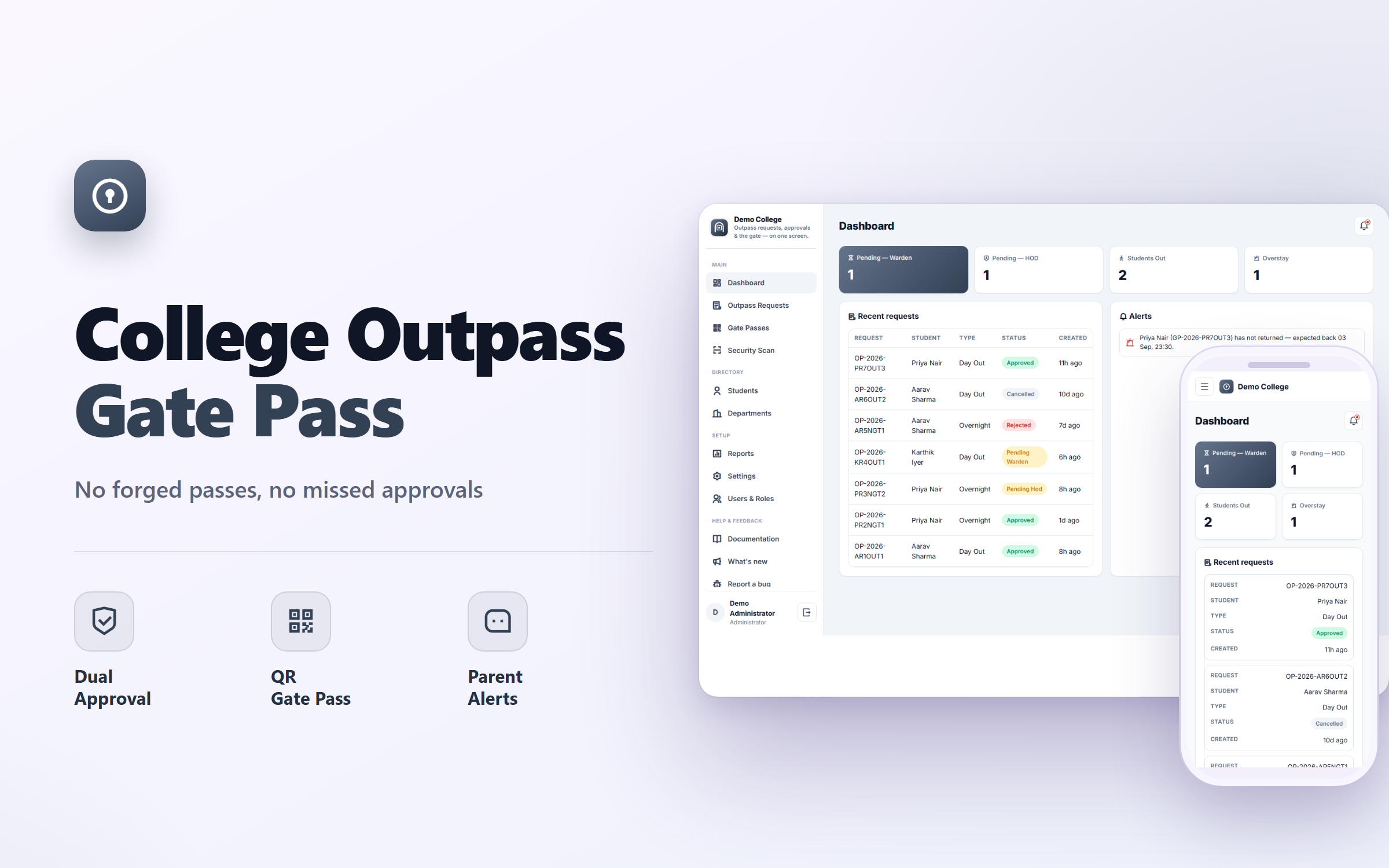 College Outpass & Gate Pass Management Software